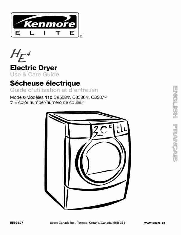 Kenmore Clothes Dryer 110_C8508-page_pdf